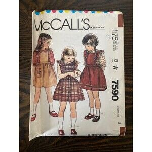 Vintage McCalls Sewing Pattern 7590 Children's Dress + Shirt Sz 3 Retro UNCUT FF